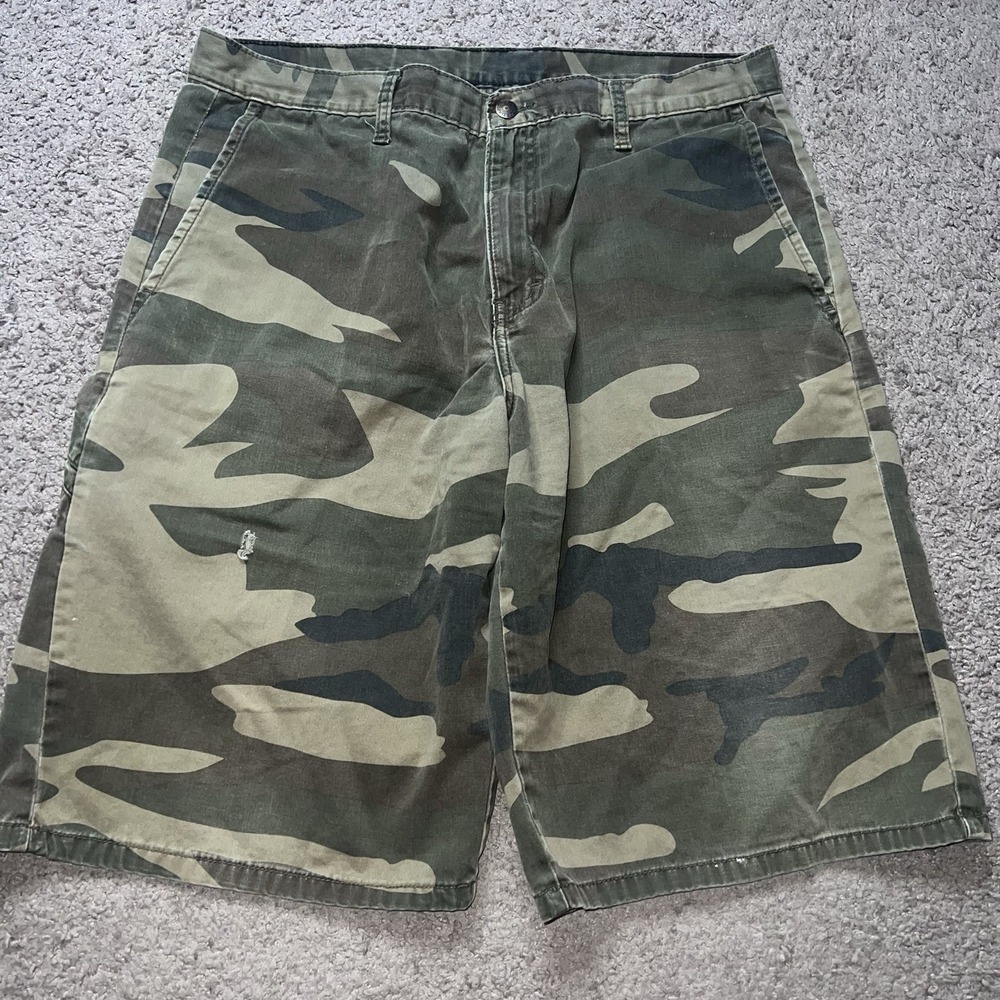 Dickies Shorts Men's Sz 34 Camouflage‎ Green Work Hunting Relaxed Cotton Dadcore